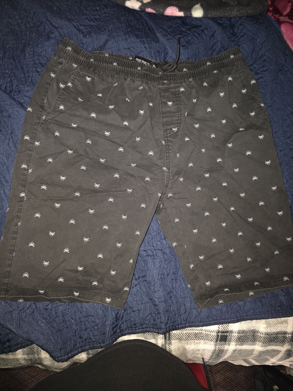The Reset Black Skull-Print Athletic Shorts